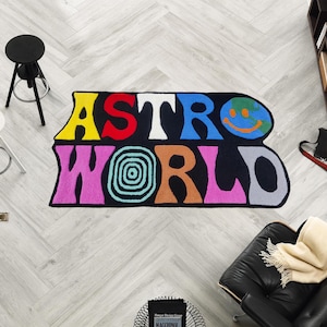 Astroworld Rug, Travis Scott Rug, Cactus Jack, Area Rug, Colorful Rug, Custom Rug, Bedroom Rug, Tufting look Decoupe Themed Printed Rug