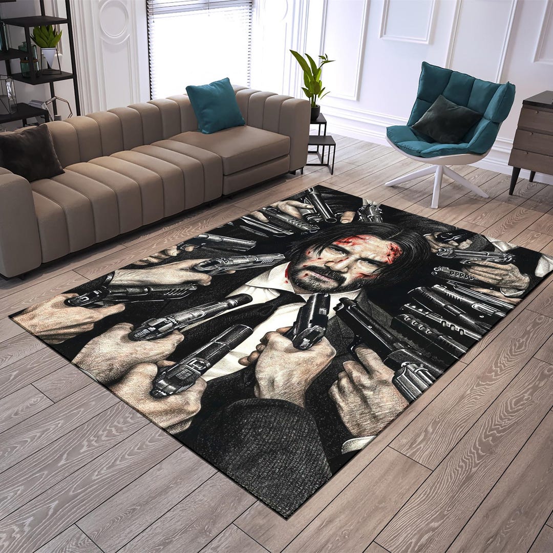 John Wick Movie Rug: Action Film Decor, Teen Room Area Rug, - Etsy