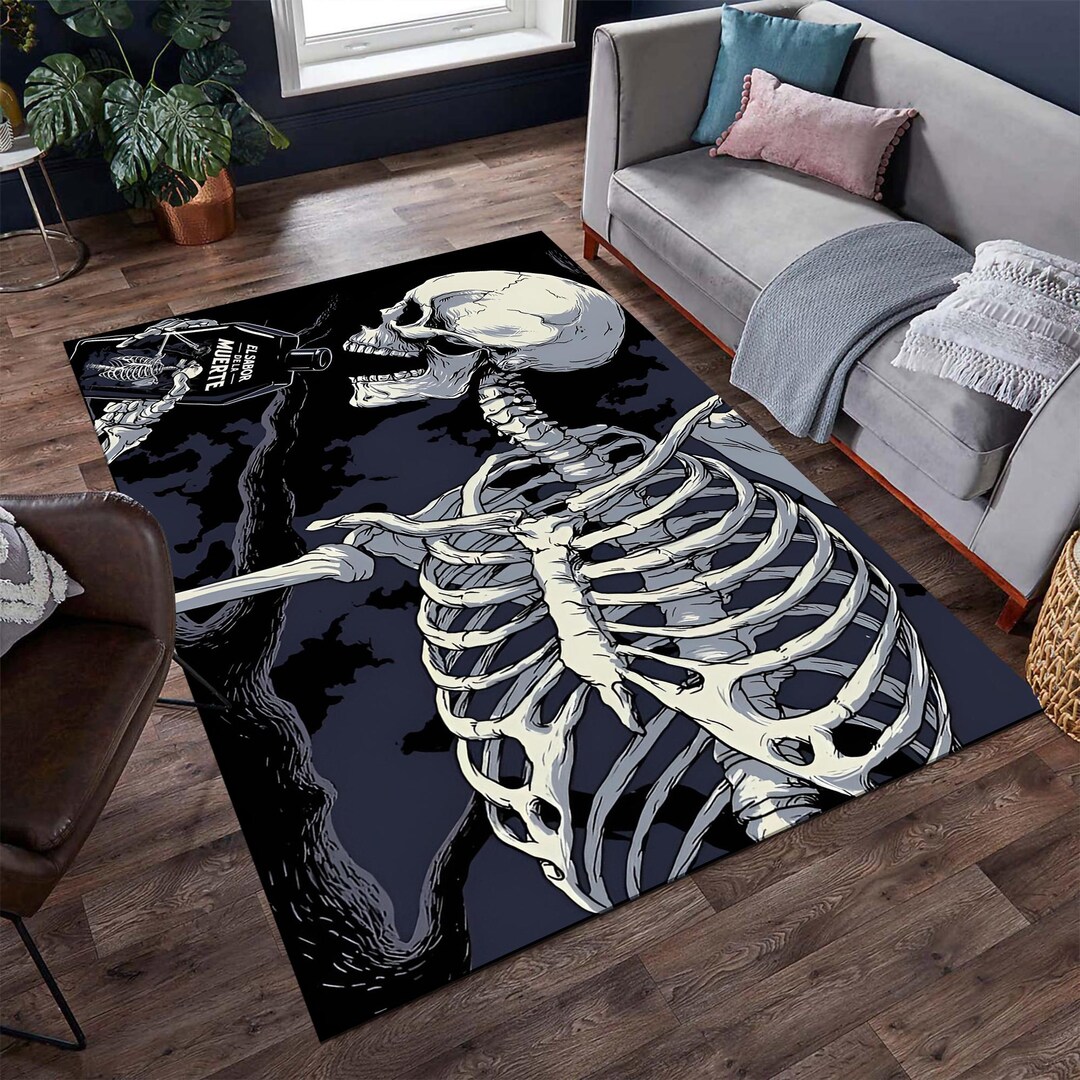 Skeleton Welcome Rug Skull Skeleton Area Rug, Gothic Horror Decor - Etsy