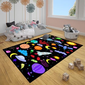 Space Rug,Planet Rug,Rocket Rug,Soft Rug,Cute Rug,Space Decor,Nursery Rug,Child Room Rug,Custom Rug,Gift for Kids,Personalized Rug,Area Rugs