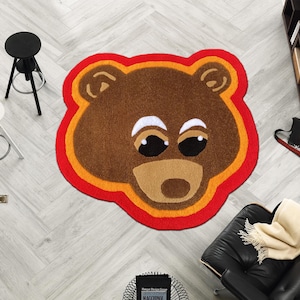 Kanye West Bear Rug, Bear Rug, Kanye West Dropout Bear Rug,Kanye West CD Rug, CD Rug,Music Album Rug,Music Decor,Tufting Looking Printed Rug