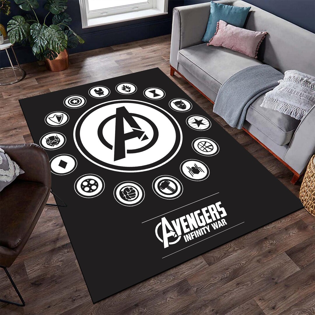 Avengers Rug: Superhero Logos, Kids Room Decor - Etsy