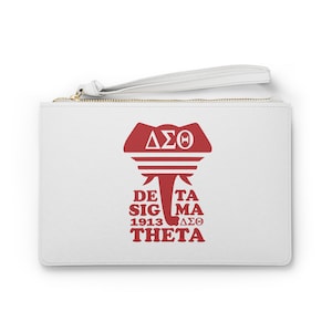 Delta Sigma Theta Leather Clutch - Crimson & Cream Sorority Purse - Back to School or Christmas Gift - DST Small Purse