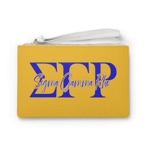Sigma Gamma Rho Leather Clutch - Blue & Gold Sorority Purse - Back to School or Christmas Gift - SGR Small Purse