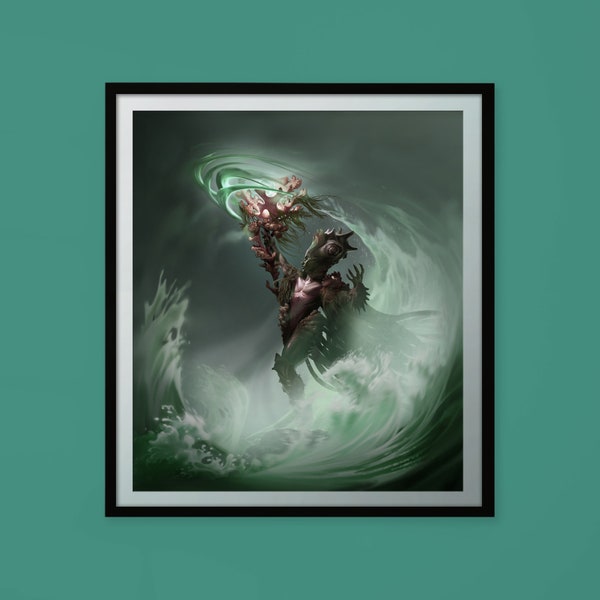 Merfolk Sorcerer | Fantasy Art Print | Magic the Gathering Painting | Concept Art Illustration | Multiple size options