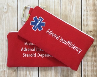 Medical Alert pouch, First Aid Kit, Epi-pen syringe Case, Epipen, Adrenal Insufficiency, personalized, Emergency Medical Bag, Addison