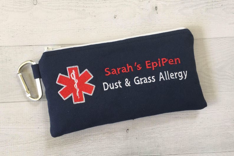 Double sided Medical Alert pouch, EpiPen Inhaler Case, Emergency Medical Bag, Allergy Alert, First Aid Kit, Zippered Pouch, Personalized image 7