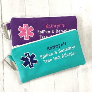 Medical Alert Pouch, Front Only, Personalized EpiPen Case, Epinephrine, Auto Injector Bag, First Aid Kit, Medical Bag, Anaphylaxis, Auvi-Q