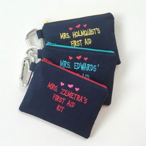 Personalized First Aid Kit, POUCH ONLY, Teacher gift, Medicine Bag, Zippered Medical Pouch, Emergency bag, Boo Boo Bag, Teacher Pouch