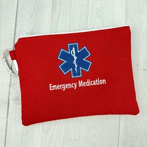 Large Medical Alert pouch, EpiPen Inhaler Case, Emergency Bag, Spacer Chamber, Allergy Alert, First Aid, Zippered Pouch, Personalized