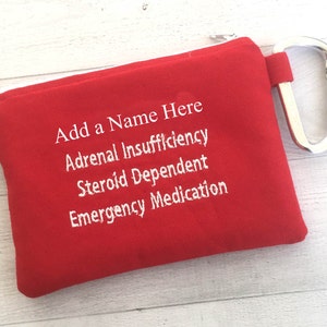 Medical Alert pouch, First Aid Kit, Epi-pen syringe Case, Epipen, Adrenal Insufficiency, personalized, Emergency Medical Bag, Addison image 3