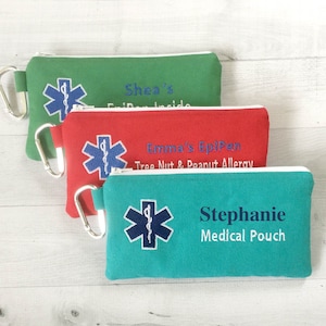 Medical Alert Pouch, Personalized EpiPen Case, Inhaler Case, Epinephrine, Auto Injector Bag, First Aid Kit, Emergency Medication