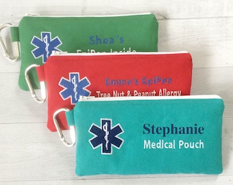 Medical Alert Pouch, Personalized EpiPen Case, Inhaler Case, Epinephrine, Auto Injector Bag, First Aid Kit, Emergency Medication