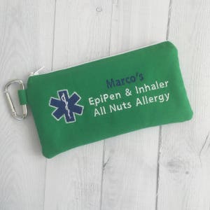 Medical Alert Pouch, Front Only, Personalized EpiPen Case, Inhaler Case, Epinephrine, Auto Injector Bag, First Aid Kit, Emergency Medication