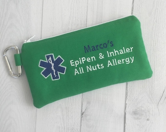 Medical Alert Pouch, Front Only, Personalized EpiPen Case, Inhaler Case, Epinephrine, Auto Injector Bag, First Aid Kit, Emergency Medication