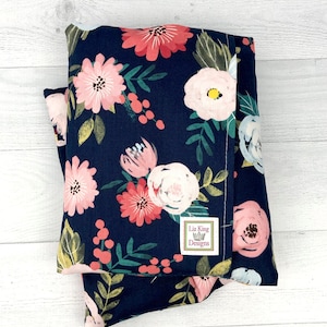Large Heating Pad, Microwavable, Heat therapy, hot cold pack, Removable Cover, muscle relaxer, gift, Floral on Navy,