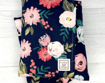 Large Heating Pad, Microwavable, Heat therapy, hot cold pack, Removable Cover, muscle relaxer, gift, Floral on Navy, 1