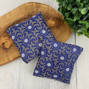 Handwarmers, Set of 2, Removable Covers, Microwavable, Reusable, Pocket Warmers, Small Heating Pad, Small Cold Pack, Moon and Stars