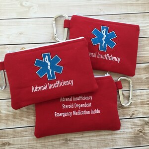 Medical Alert pouch, First Aid Kit, Epi-pen syringe Case, Epipen, Adrenal Insufficiency, personalized, Emergency Medical Bag, Addison image 4