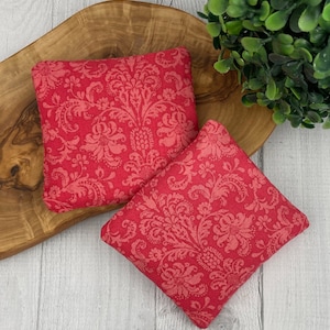 Handwarmers, Set of 2, Removable Covers, Microwavable, Reusable, Pocket Warmers, Small Heating Pad, Small Cold Pack, Red Damask, Gift