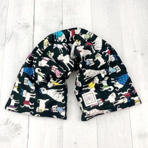 Lång värmedyna, mikrovågsugn, nacklinda, värmeterapi, kallpåse, avtagbart överdrag, aromaterapi, muskelavslappnande, gåva, hundar