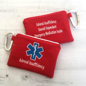Medical Alert pouch, First Aid Kit, Epi-pen syringe Case, Epipen, Adrenal Insufficiency, personalized, Emergency Medical Bag, Addison