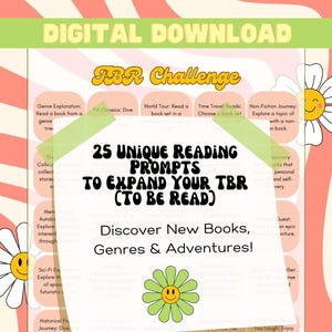 Retro TBR Reading Challenge |25 Möglichkeiten, neue Genres und Abenteuer zu entdecken| SOFORTIGER DOWNLOAD Druckbar zu Hause oder für digitale Verwendung | Koralle