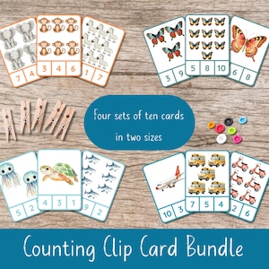 Count and Clip Card Bundle, Preschool Printable, Preschool Math, Kindergarten, Home School, Montessori, Printable, Printable Activity