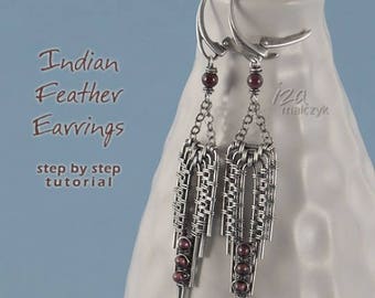 Indian Feather Earrings - Step By Step Wire-Wrapping Tutorial - instant download