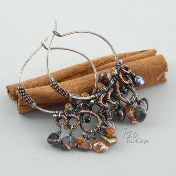 VOO doo - mixed metal antiqued hoop earrings