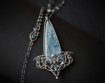 Ice Pendulum - unique handmade silver pendant necklace with kyanite