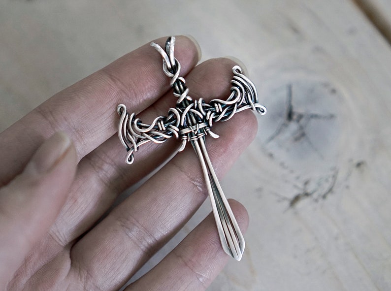 The Sword Pendant Tutorial a lesson in wire work. No Soldering image 4
