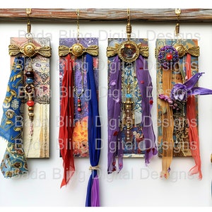 Etiquetas colgantes de gitanos, etiquetas de arte originales para imprimir, pestañas de página, marcadores, hojas de collage digital, descargas digitales INSTANTÁNEAS, regalos para lectores ávidos