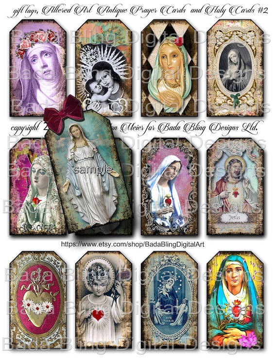 INSTANT Download at Checkout gift tags religious tags Catholic religious collage sheets 3 x 2 tags Madonna and child The Holy Child