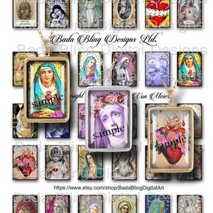 25mm x 35mm rectangles,Altered Art... Antique Prayer Cards,  INSTANT DOWNLOAD, religious collage sheets. religious pendants,Catholic images