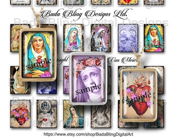 25mm x 35mm rectangles,Altered Art... Antique Prayer Cards,  INSTANT DOWNLOAD, religious collage sheets. religious pendants,Catholic images