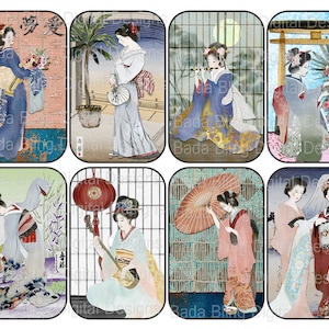 Gorgeous Geisha for Altoid tin art, printable gift tags, digital collage sheets, INSTANT Digital Download, Geishas, vintage Orientals, zen image 2