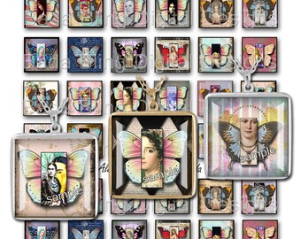 inchies,  Flights Of Fancy, original art,   INSTANT DOWNLOAD at Checkout, for glass tile pendants, teacher's gifts, butterflies, wings