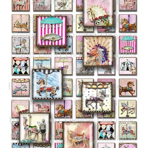 Life Is A Carousel, 25mm/1 inch carousel horses  and animals designed for unique pendants  INSTANT Digital Download at Checkout