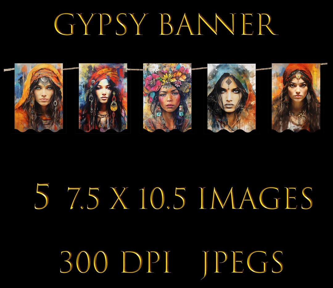 Gypsy Banner 5 Original Art Boho Gypsy Images Instant Downloads ...