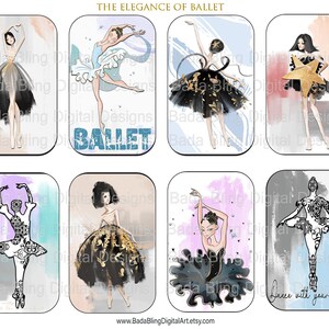 The Elegance Of Ballet for Altoid tin art, printable gift tags, digital collage sheets, INSTANT Digital Download, dance, ballerinas, ballet