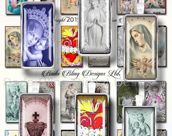 1 X 2, Catholic Prayer Cards &  Holy Cards,  INSTANT DOWNLOAD at Checkout,religious collage sheets, Catholic pendants,Holy Mother, Madonna