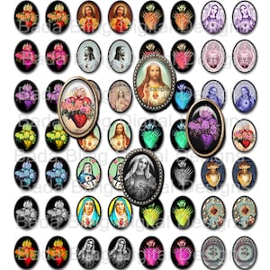 18mm x 25mm Sacred Hearts, for religious earrings and charms  INSTANT DOWNLOAD at Checkout, Madonna, Easter jewelry,Christ, sacred hearts