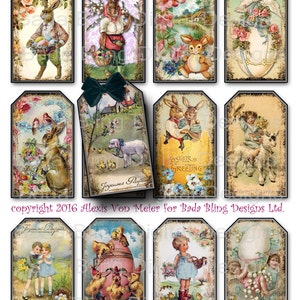 Vintage Easter , gift tags, tag collage sheets, INSTANT Digital Download at Checkout, printable gift tags, Easter collage sheets,