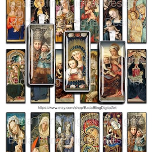 1 x 3, Madonna y el niño, imágenes católicas, religiosas hojas, descarga inmediata, de collage religioso, Madonna, deslice colgantes