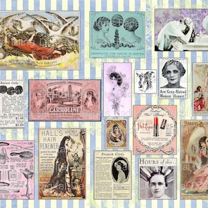 journal page,Vintage Beauty and Hair Care sheet #4, INSTANTLY Downloads after Checkout, U Print and Cut, junk journals beauticians, 8.5x11