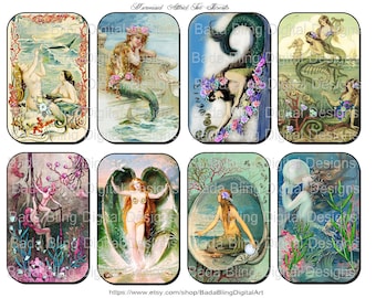 Mermaid Atoid tin inserts. mermaid collage sheets, INSTANT  Download at Checkout, shrines, alters, mermaid art, vintage mermaids, gift tags