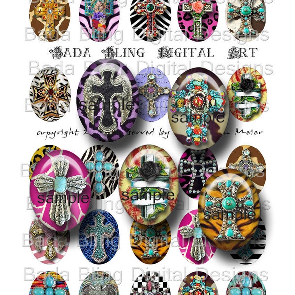 30mm x 40mm,  Crosses For Cowgirls digital collage sheets for resin and glass tile pendants INSTANT  Digital Download at Checkout