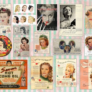 journal page,Vintage Beauty and Hair Care sheet #3, INSTANTLY Downloads after Checkout, U Print and Cut, junk journals beauticians, 8.5x11