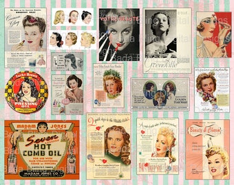 journal page,Vintage Beauty and Hair Care sheet #3, INSTANTLY Downloads after Checkout, U Print and Cut, junk journals beauticians, 8.5x11